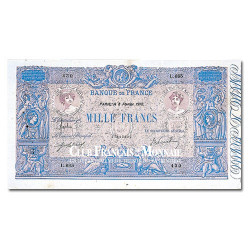 Billet de 1000 Francs Bleu et Rose 