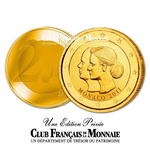 2 Euro dorée à l'Or fin Mariage Princier BU - Monaco 2011