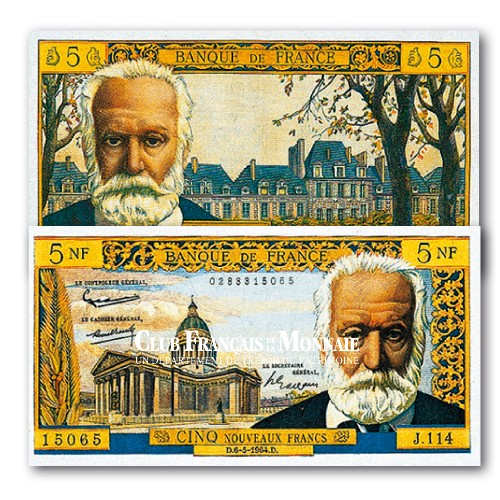 Billet de 5 Nouveaux Francs Victor Hugo 1959-1965 TB