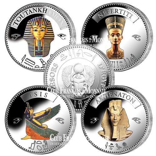 Lot de 4 médailles Egypte colorisées 