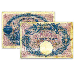 Billet de 50 Francs Bleu et Rose - France 1914-1918