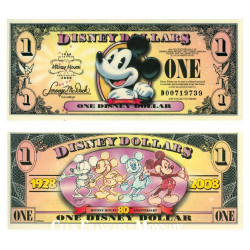 Billet de 1 Dollar Mickey Mouse Neuf - Disney 2008