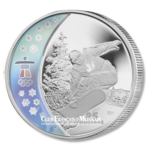 Souvenir des Jeux Olympiques Vancouver 2010 - 25$ Argent Surf Canada 2010