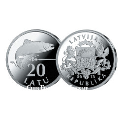 20 Lats Argent Le Saumon BE - Lettonie 2013