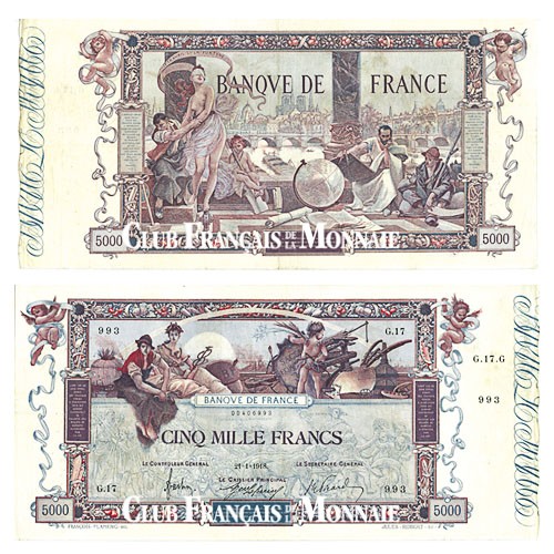 Billet de 5 000 Francs Flameng TTB - France 1918 Billet de 5 000 Francs Flameng TTB - France 1918