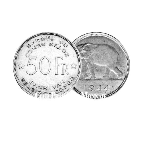50 Francs Argent Eléphant - Congo Belge 1944