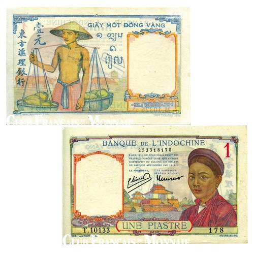 Billet de 1 Piastre Banque d'Indochine Billet de 1 Piastre Banque d'Indochine