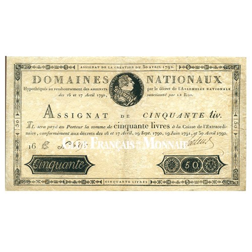 Assignat de 50 Livres Louis XVI - France 1790-1792 Assignat de 50 Livres Louis XVI - France 1790-1792