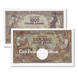 Billet de 1000 Dinars Serbie 1942 - Occupation Allemande