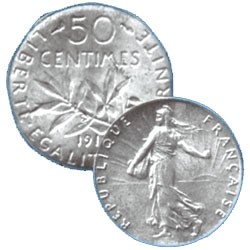 LES 6 PIECES 50 CENTIMES ARGENT SEMEUSE 3e REPUBLIQUE