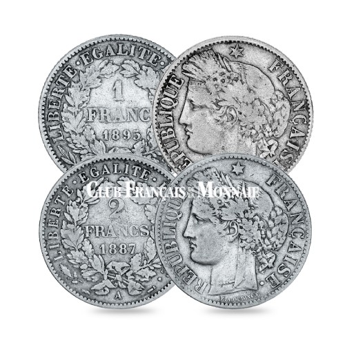 Lot de 1 et 2 Francs Cérès IIIe République