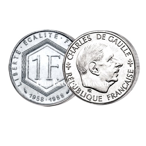 FRANCE 1 franc CHARLES DE GAULLE 1988 ca 