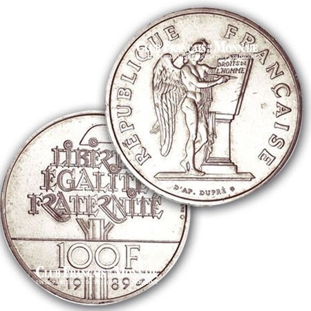 100 Francs Argent Droits de l'homme - France 1989