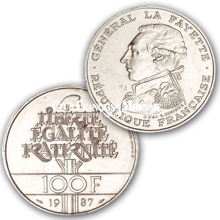 100 Francs Argent La Fayette - France 1987