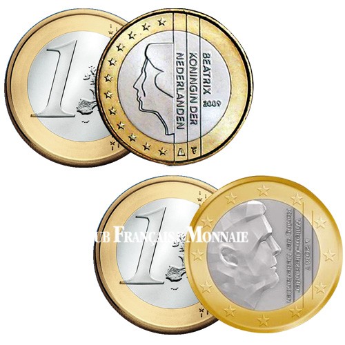 Lot des 2 x 1 Euro Pays-Bas Beatrix et Willem-Alexander