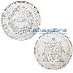 Lot de 6 x 50 Francs Argent Hercule