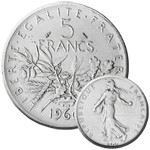 LES 10 PIECES 5 FRANCS ARGENT TYPE SEMEUSE