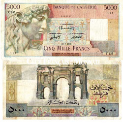 Billet 5000F Algérie 