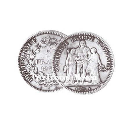 monnaie argent Ecus 5 Frs Hercule 1875 A 