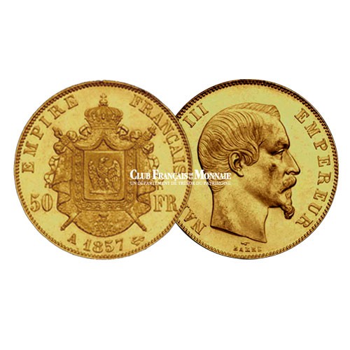50 F Or Napoléon III - Tête nue - 1859 A