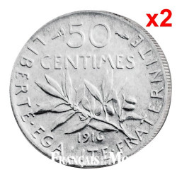 Lot de 2 x 50 Centimes Argent Semeuse - France 1897 - 1920