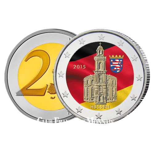 2 Euro Allemagne colorisée 2015 - Eglise Saint-Paul La Hesse