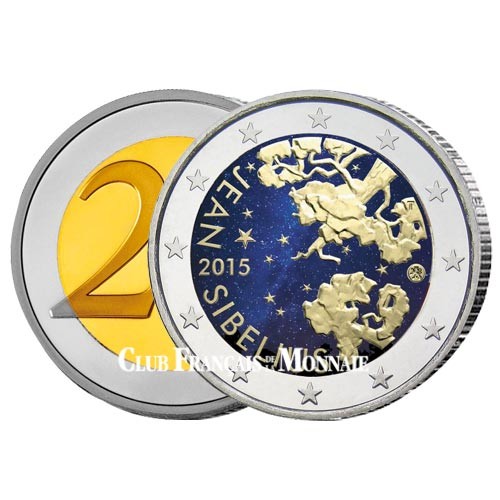 2 Euro Finlande colorisée 2015 - 150 ans de Jean Sibélius