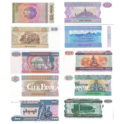 10 Billets Birmanie 1994-1998