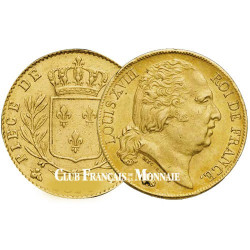 20 Francs Or Louis XVIII  Buste nu - 1822 A