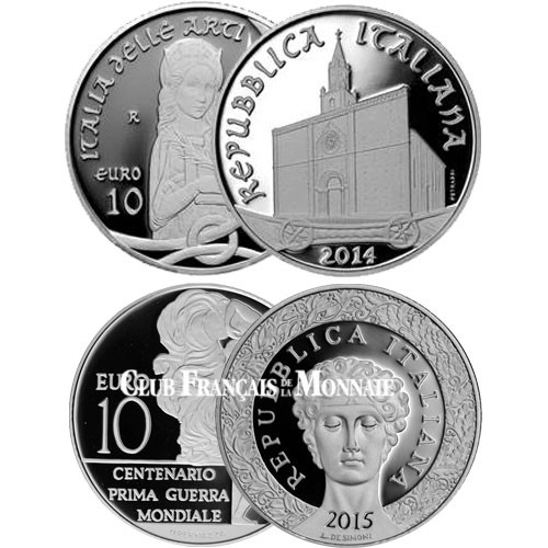 Lot 10 Euro Argent Italie 2014+2015