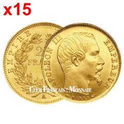 Lot de 15 x 20 Francs Or Napoléon III