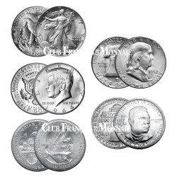 Le lot des 5 Demi-Dollars américains en Argent