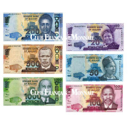 Set de 6 billets neufs Malawi 2012