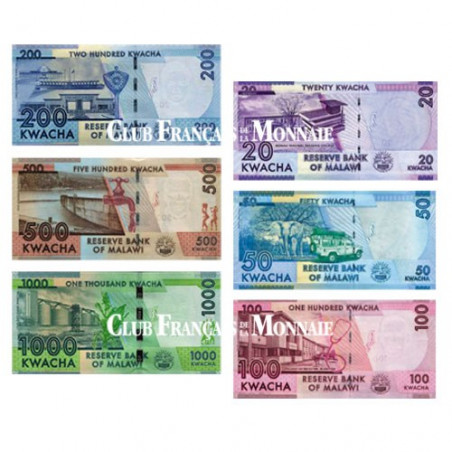 Set de 6 billets neufs Malawi 2012