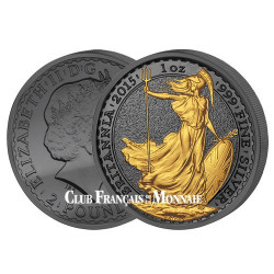 2 Livres Argent Royaume Uni BU 2015 Or noir - Britannia