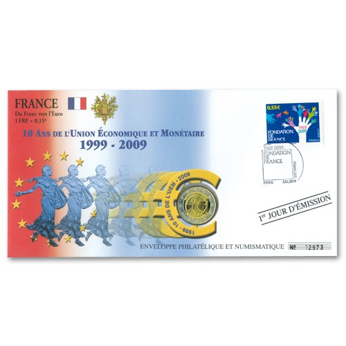 L’enveloppe 2 Euro France 2009 - 10 ans de l’Union Économique et Monétaire L’enveloppe 2 Euro France 2009 - 10 ans de l’Union Économique et Monétaire