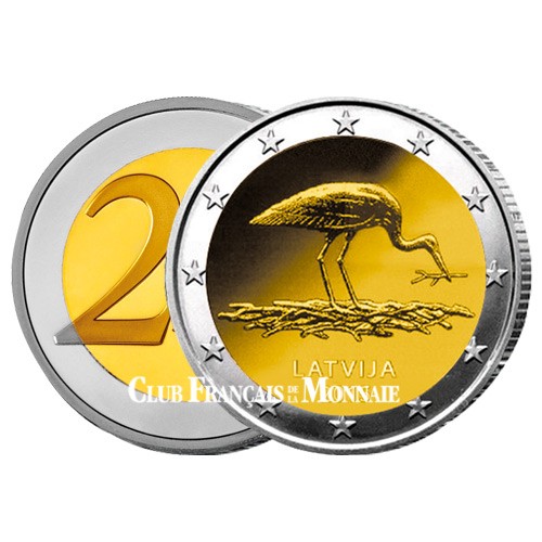 2 Euro Lettonie 2015 - La cigogne noire