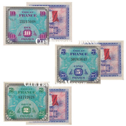 Set de 3 billets drapeaux 1944