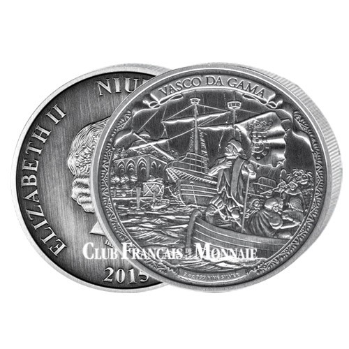 5 Dollars Argent Vasco de Gama 2016 - Arrivée aux Indes en 1498 