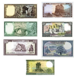Set 7 billets Liban 1978-1988