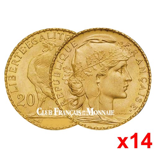 Lot des 14 x 20 Francs Or Marianne - IIIème République