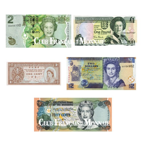 Lot de 5 billets - Pays du Commonwealth Lot de 5 billets - Pays du Commonwealth