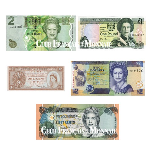 Lot de 5 billets - Pays du Commonwealth