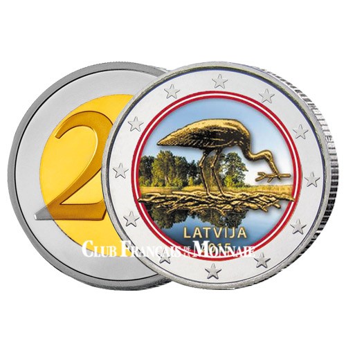 2 Euro Lettonie 2015 - Cigogne noire