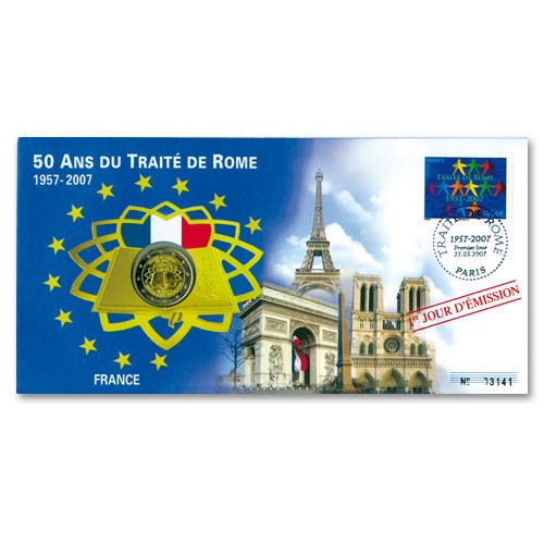 Enveloppe “1er Jour” d'émission 2 Euro France 2007 - 50 ans du Traité de Rome