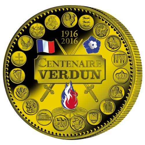 L'Euro du Centenaire de Verdun colorisé - Bronze BE L'Euro du Centenaire de Verdun colorisé - Bronze BE