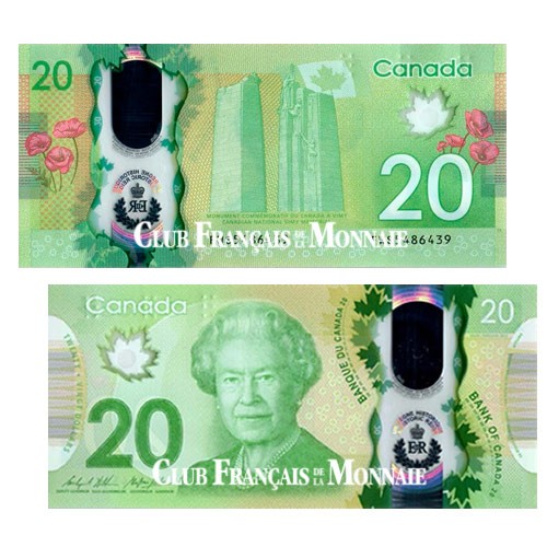 Billet de 20 Dollars polymère Canada 2015