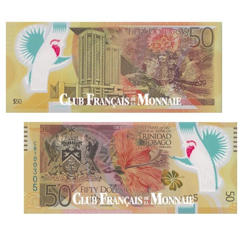 Billet de 50 Dollars polymère Trinidad et Tobago 2014