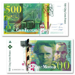 Billet 500 Francs Pierre et Marie Curie