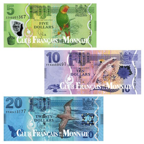 Lot de 3 billets Fidji 2012 Lot de 3 billets Fidji 2012